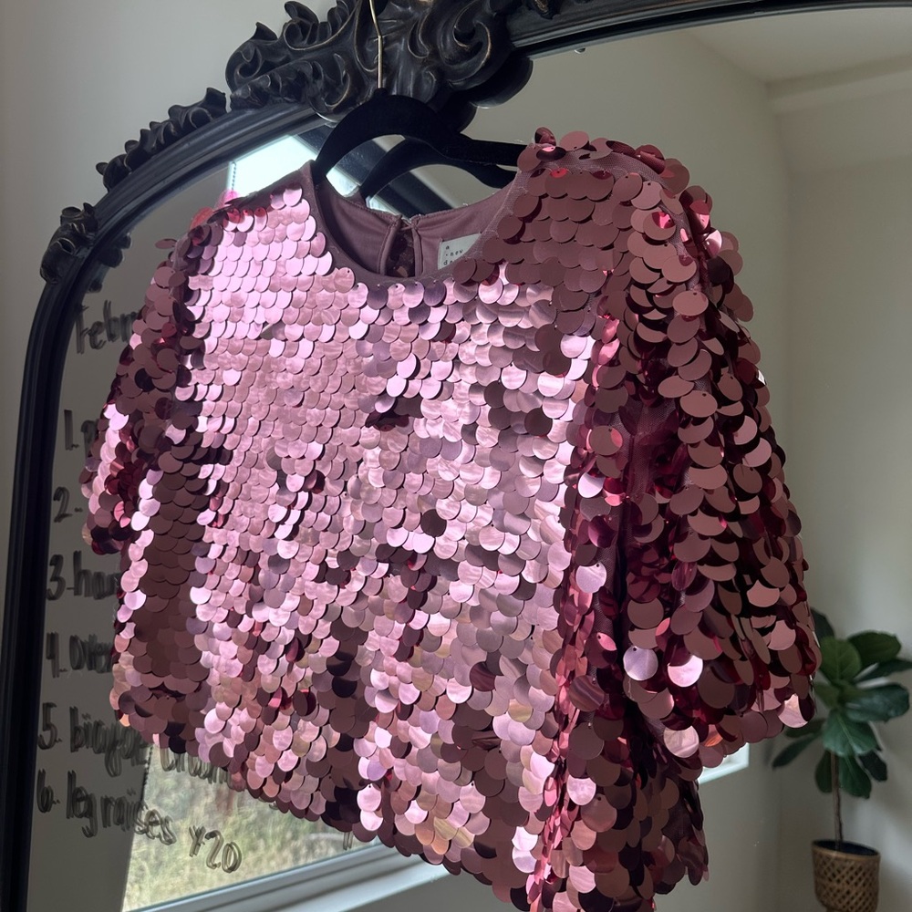 a new day Rose Pink Sequin Crop Top